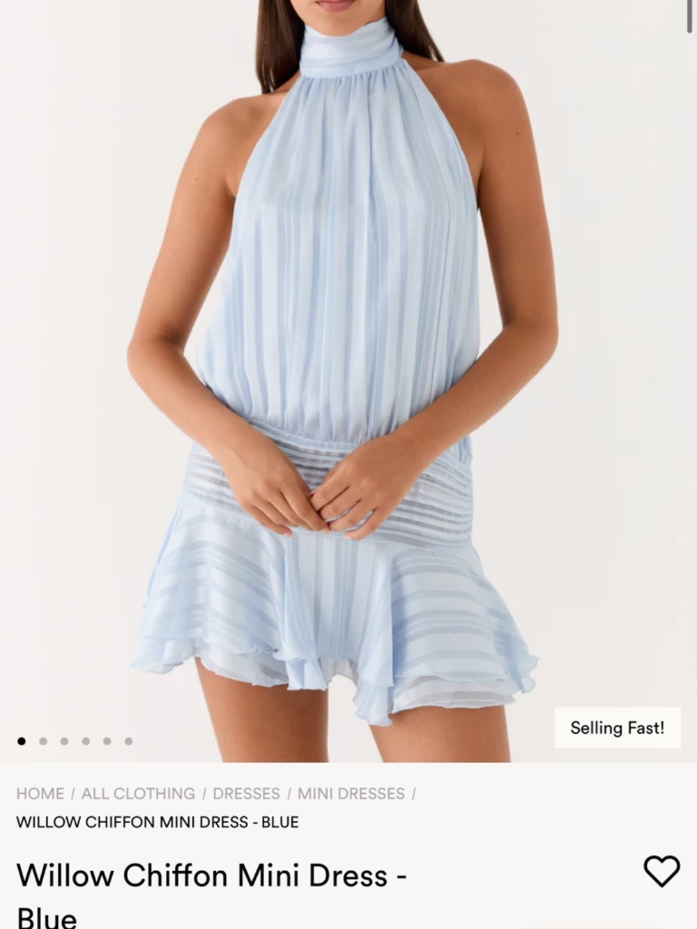 Peppermayo Willow Chiffon Mini Dress - Light Blue